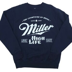 Miller High Life Sweatshirt Mens Navy Blue Graphic Crewneck Size Small